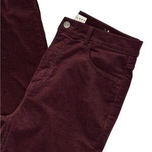 LOFT Wine Corduroy Slim Jeans Size 28/6